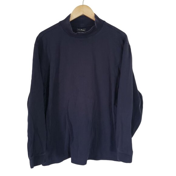L.L. Bean Mens XL Navy Mock Neck Long Sleeve Shirt Cotton Casual Normcore Basic - Picture 1 of 6